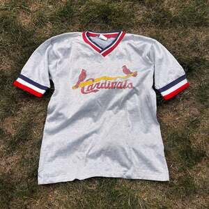 Vintage St. Louis Cardinals V-Neck Ringer T-Shirt Garan Inc Officially Licensed